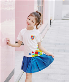 夏季女中小學(xué)生運(yùn)動(dòng)服裝圓領(lǐng)（白）